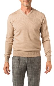 Hiltl Ezra Uni Wool Fine Knit V-Neck Pullover Beige