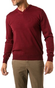 Hiltl Ezra Uni Wool Fine Knit V-Neck Pullover Dark Red