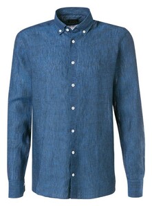 Hiltl Henry Linen Button Down Shirt Dark Evening Blue