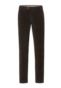 Hiltl Parma Italian Genua Corduroy Flat-Front Ribbroek Donker Bruin