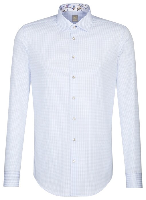 Jacques Britt Contrast Extra Long Sleeve Check Overhemd Blauw