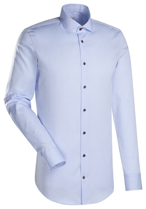 Jacques Britt Fine Line Contrast Overhemd Aqua Blue