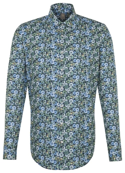 Jacques Britt Floral Fantasy Shirt Sky Blue Melange