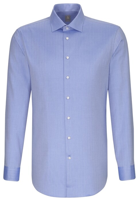 Jacques Britt Herringbone Uni Shirt Deep Intense Blue