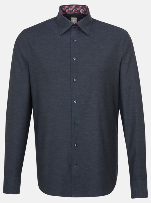 Jacques Britt Melange Button Contrast Shirt Navy