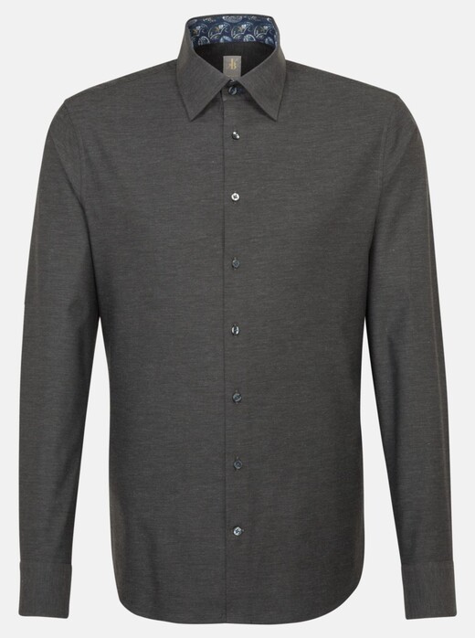 Jacques Britt Melange Button Contrast Shirt Near Black