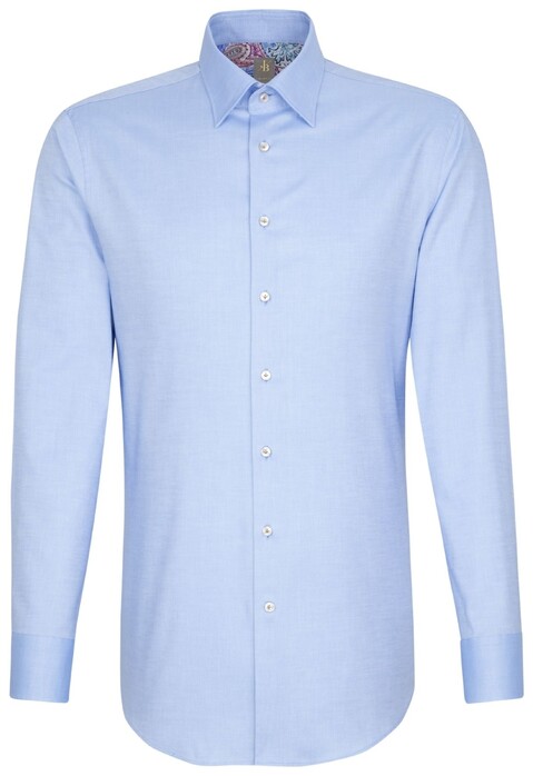 Jacques Britt Oxford Uni Hidden Button Down Overhemd Blauw