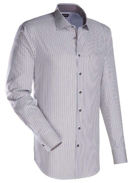 Jacques Britt Rimini Extra Long Sleeve Stripe Overhemd Bruin