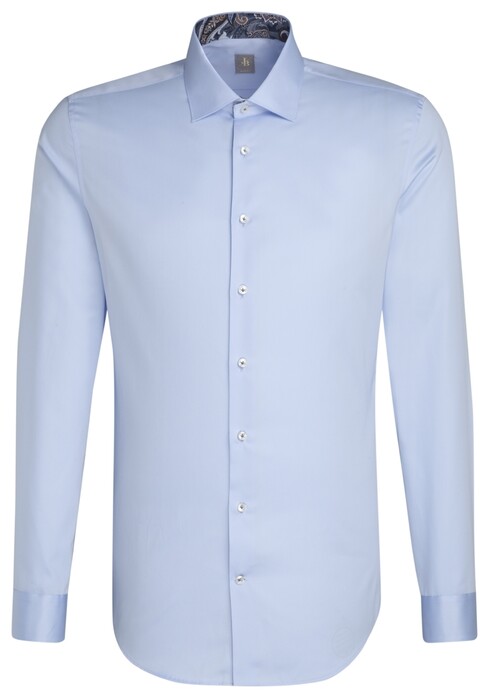 Jacques Britt Slim Uni Business Overhemd Blauw