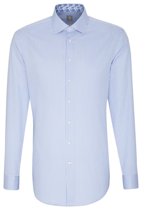 Jacques Britt Striped Business Contrast Shirt Blue