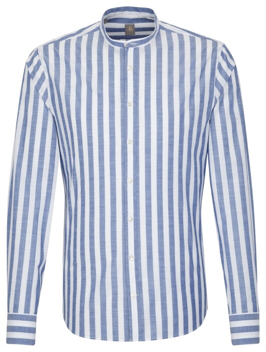 Jacques Britt Striped Cotton Linen Shirt Sky Blue Melange