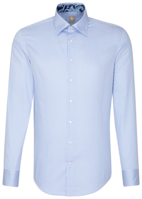 Jacques Britt Striped Sleeve 7 Overhemd Blauw
