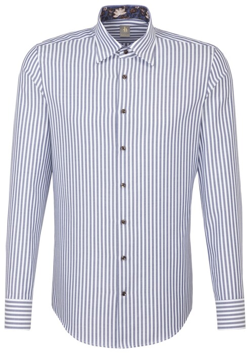 Jacques Britt Structure Stripe Sleeve 7 Shirt Navy Blue