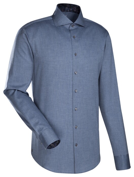 Jacques Britt Uni Contrast Overhemd Aqua Blue