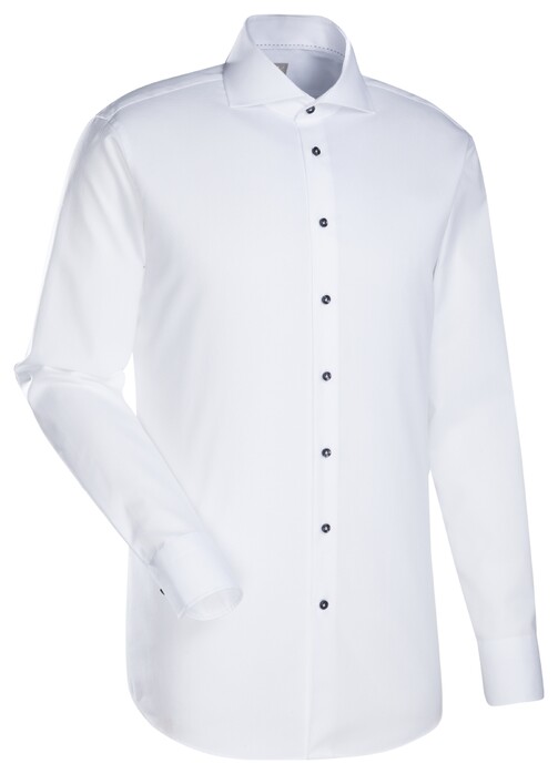 Jacques Britt Uni Contrasted Button Shirt White