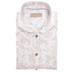 John Miller 2-Tone Faschion Paiseleaves Overhemd Licht Bruin