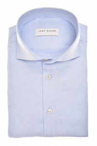 John Miller Allover Fine Pattern Cotton Non-Iron Overhemd Licht Blauw