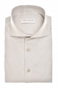 John Miller Allover Fine Pattern Cotton Non-Iron Overhemd Licht Grijs