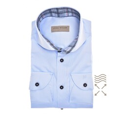 John Miller Bold Check Collar Tailored Fit Overhemd Licht Blauw