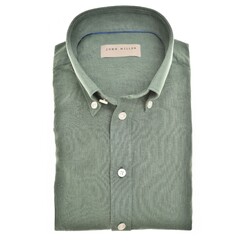 John Miller Button Down Casual Slim Linen Cotton Shirt Dark Green