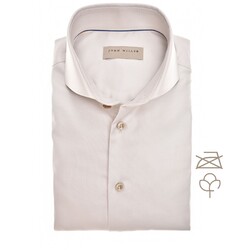 John Miller Cotton Non-Iron Solid Color Diagonal Texture Overhemd Licht Grijs