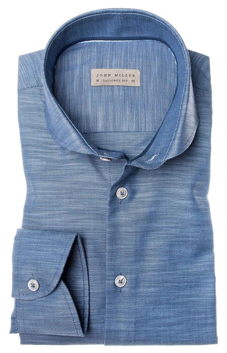 John Miller Cotton Stretch Shirt Mid Blue