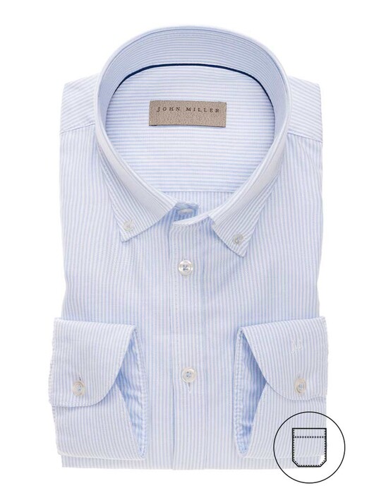 John Miller Cotton Stripe Button Down Shirt Light Blue