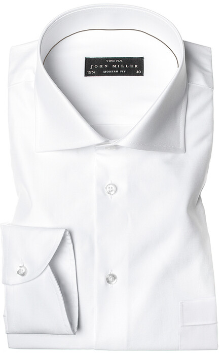 John Miller Dress-Shirt Two-Ply Overhemd Wit