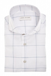 John Miller Easy Care Cotton Large Check Shirt White-Blue
