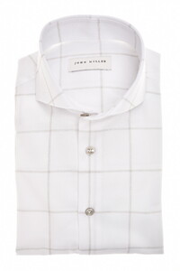 John Miller Easy Care Cotton Large Check Shirt White-Grey