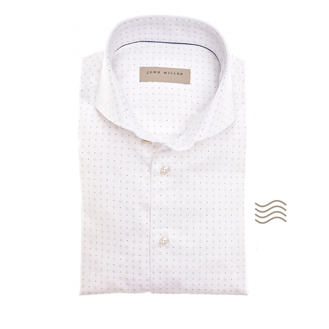 John Miller Easy Care Luxury Cotton Mini Design Overhemd Wit