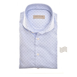 John Miller Easy Care Luxury Cotton Mini Design Shirt Light Blue