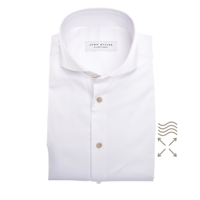 John Miller Exceptional Cutaway Slim Fit Overhemd Wit