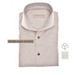 John Miller Extra Long Sleeve Cutaway Flanel Overhemd Licht Bruin