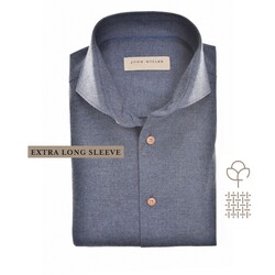 John Miller Extra Long Sleeve Cutaway Flannel Shirt Dark Evening Blue