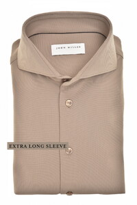 John Miller Extra Long Sleeve Hyperstretch Cutaway Collar Overhemd Midden Bruin