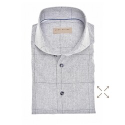 John Miller Fantasy Herringbone Large Check Cotton Stetch Overhemd Donker Blauw