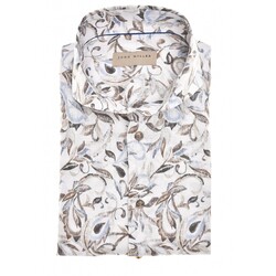 John Miller Fashion Leaves Overhemd Bruin-Blauw