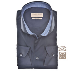 John Miller Faux Contrast Tailored Fit Overhemd Donker Blauw