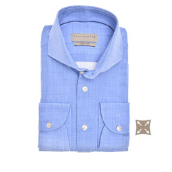 John Miller Faux Uni Hyperstretch Cutaway Slim Fit Overhemd Midden Blauw
