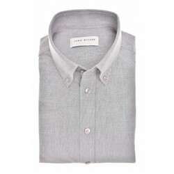 John Miller Faux-Uni Oxford Button-Down Overhemd Licht Grijs
