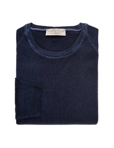 John Miller Faux Uni Ronde Hals Trui Donker Blauw