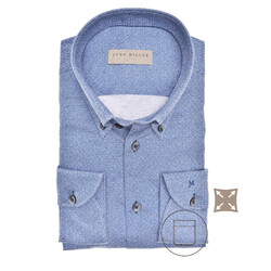 John Miller Faux Uni Tailored Fit Overhemd Donker Blauw