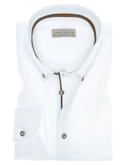 John Miller Fine Contrasted Linen Mix Shirt White
