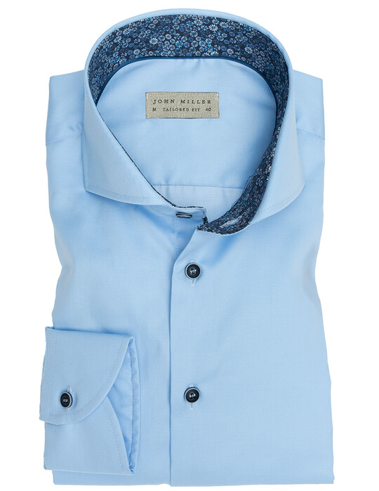 John Miller Fine-Cotton New Flower Contrasted Overhemd Midden Blauw