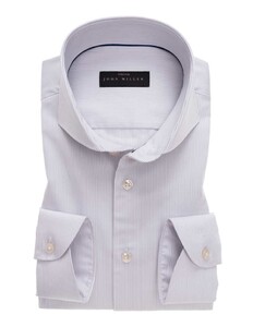 John Miller Fine Stripe Cutaway Tailored Fit Overhemd Licht Grijs