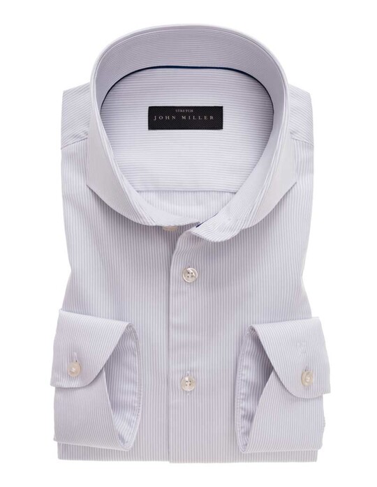 John Miller Fine Stripe Cutaway Tailored Fit Shirt Light Grey