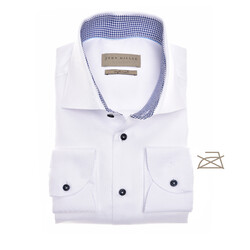 John Miller Fine Structure Contrast Wide-Spread Tailored Fit Shirt White