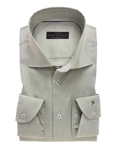 John Miller Fine Structure Wide-Spread Tailored Fit Overhemd Midden Groen