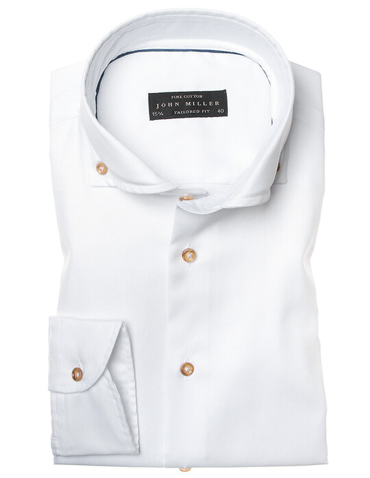 John Miller Fine Structured Plain Shirt White